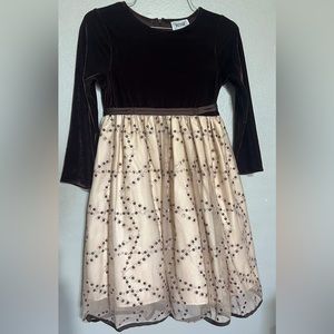 Girl brown dress with sequins long sleeve